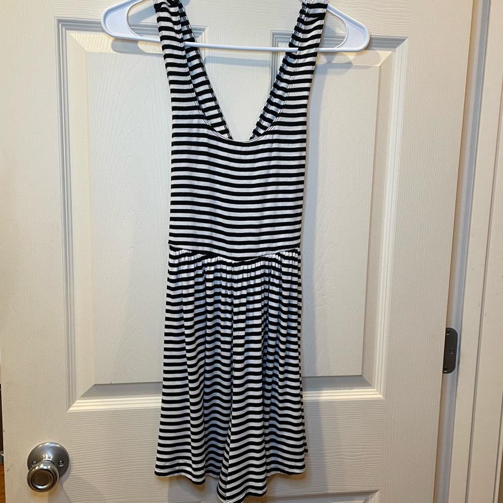Black and White Hollister Striped Romper